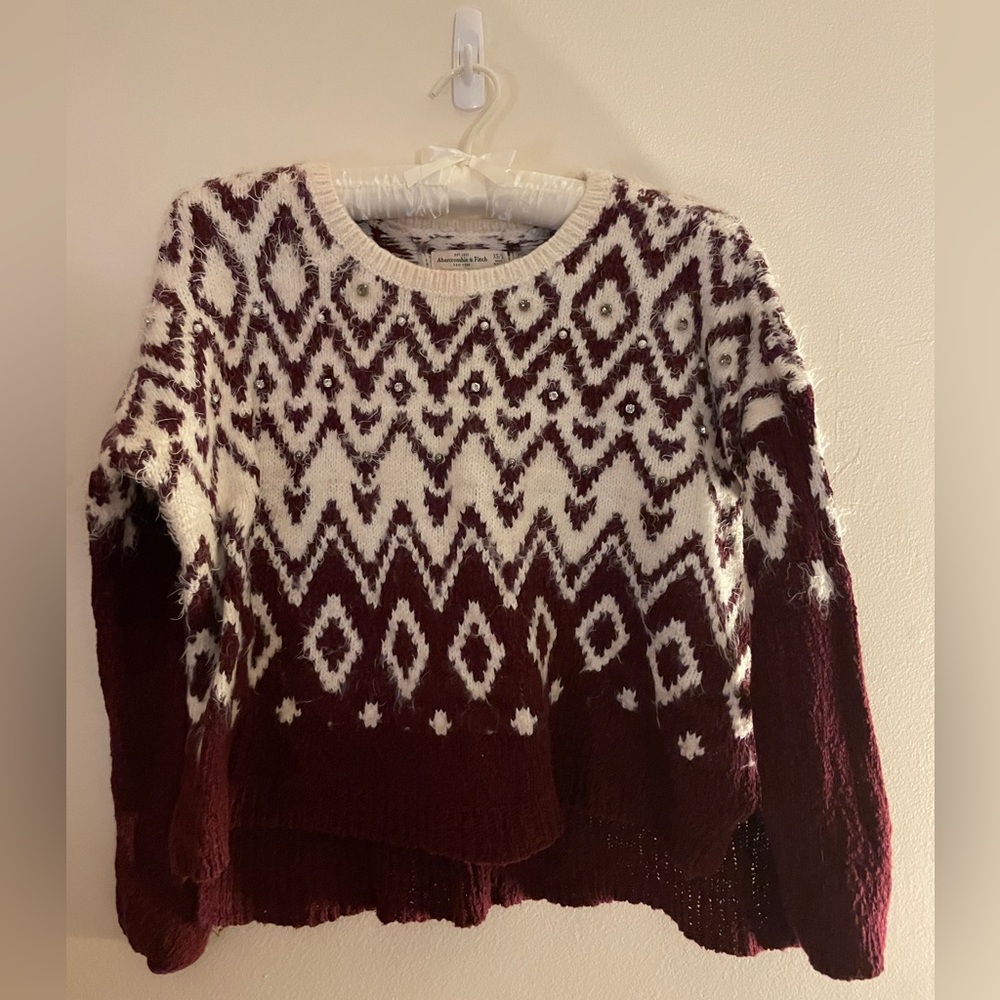 Holiday A&F Rhinestone and Pearl Sweater XS/S